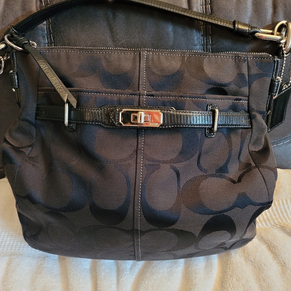Coach pre loved monogram black on black with silver hardware